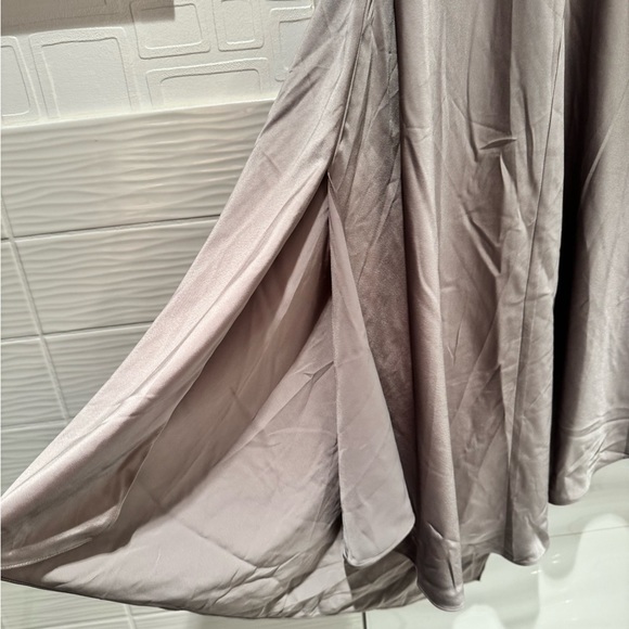 ALL SAINTS MIDI Satin Slip Dress Sleeveless V Neck Gray Silver NWOT - Picture 6 of 10